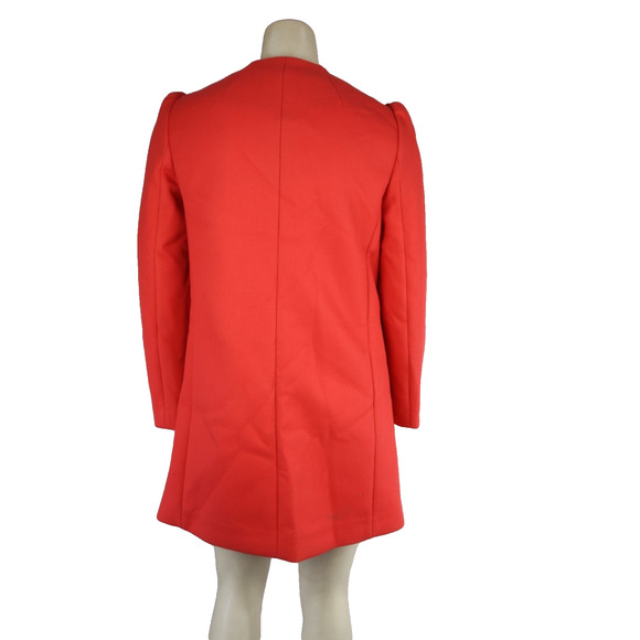 RED VALENTINO Corral Red Bow Neck Pea Coat Size 38 Elegant Classic Jacket - Picture 11 of 14